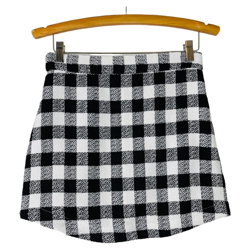 ASOS black white buffalo plaid check mini skirt 6